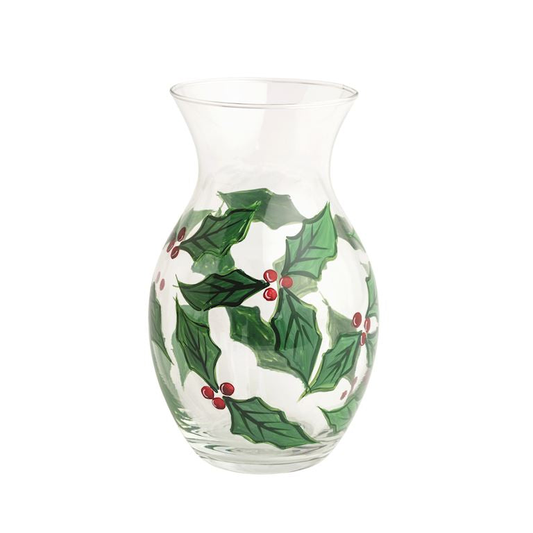 Holly Glass Painted Vase