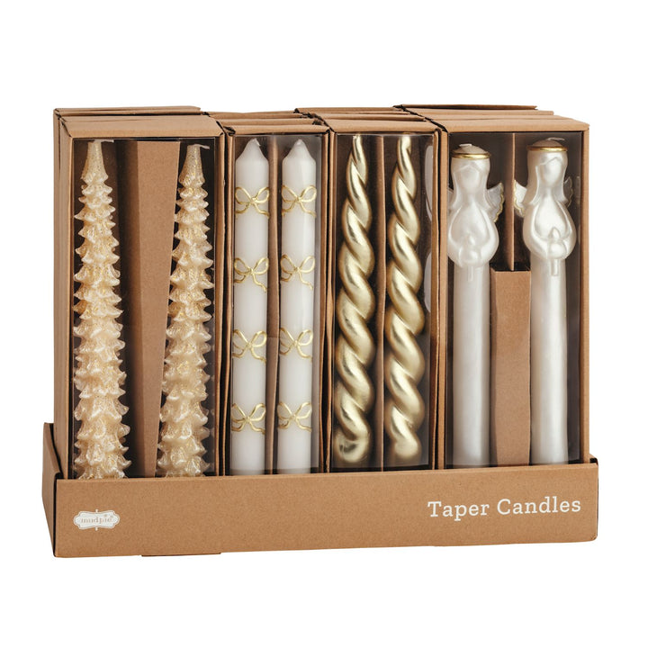 Gold Christmas Taper Candle Set