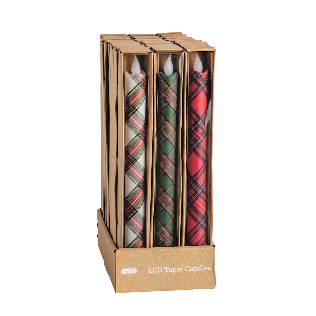 Flameless Tartan Taper Candle