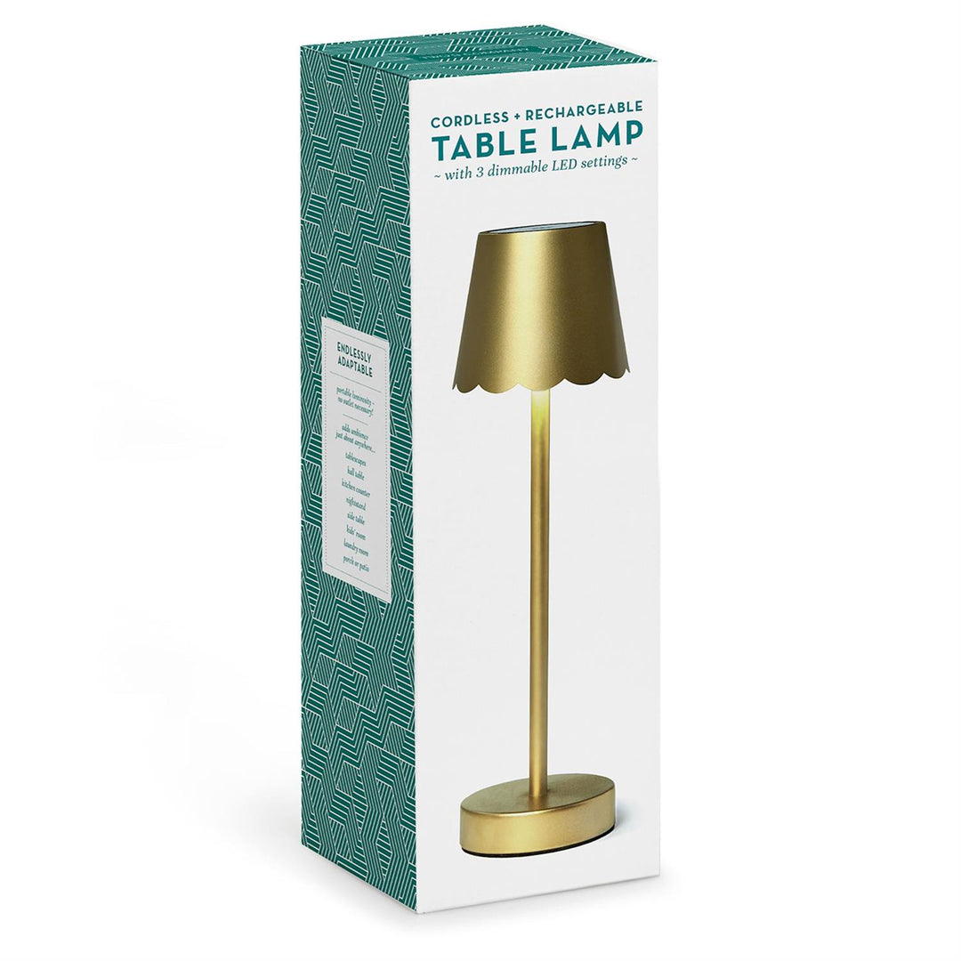 LED Cordless Table Lamp w/Scalloped Edge Shade