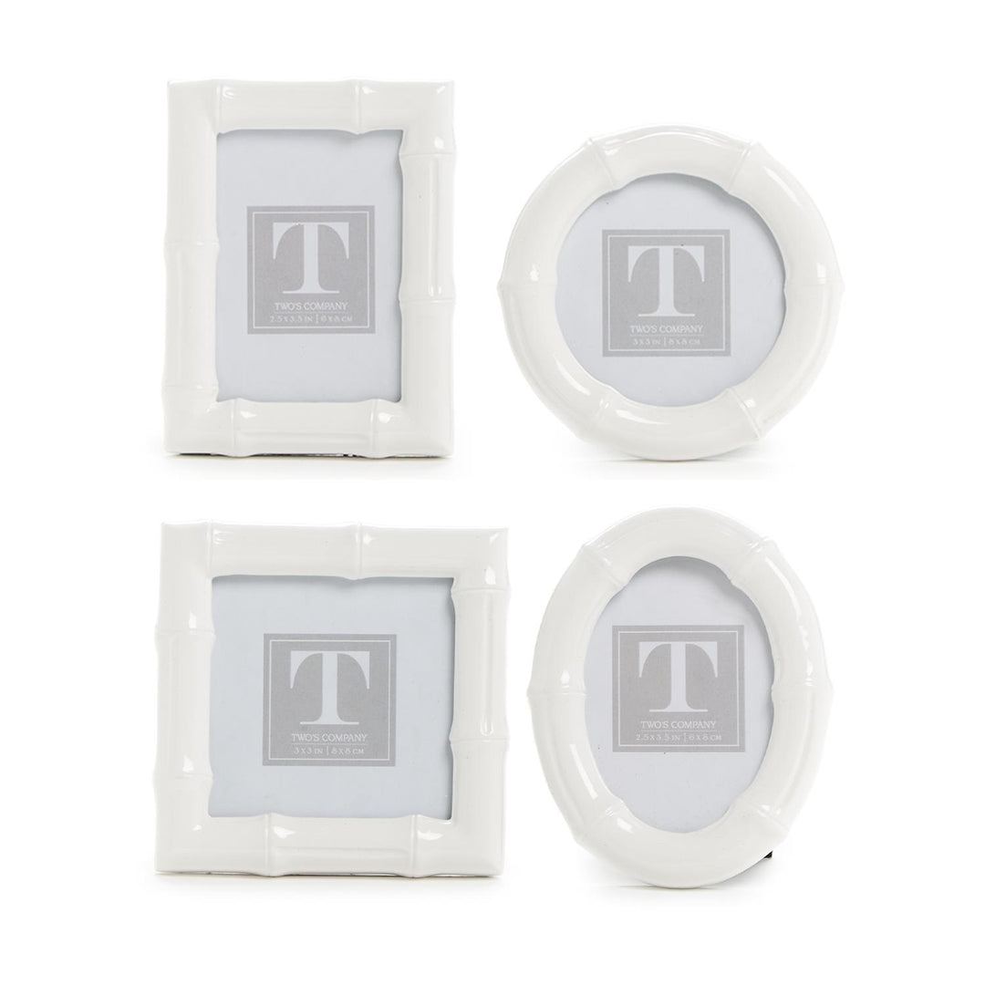 White Faux Bamboo Photo Frame