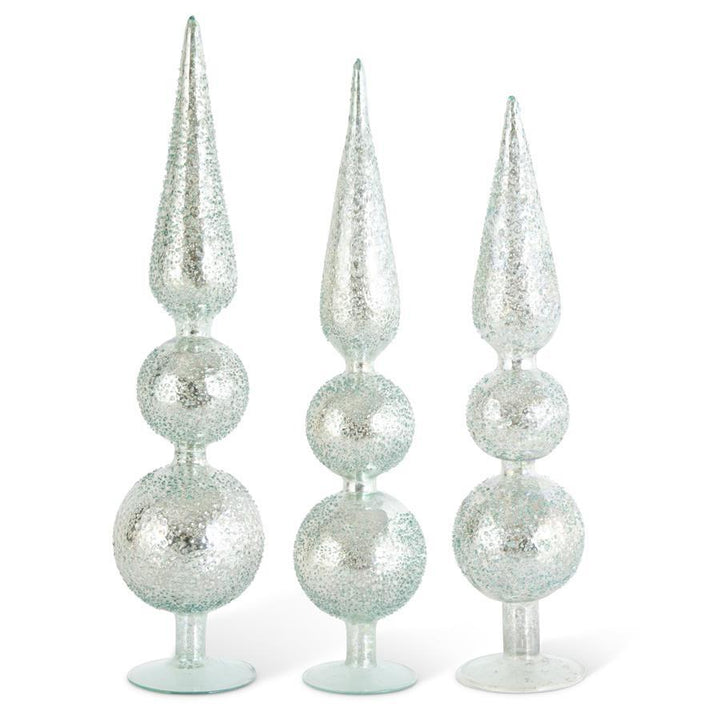 Textured Mercury Glass Finial, Blue