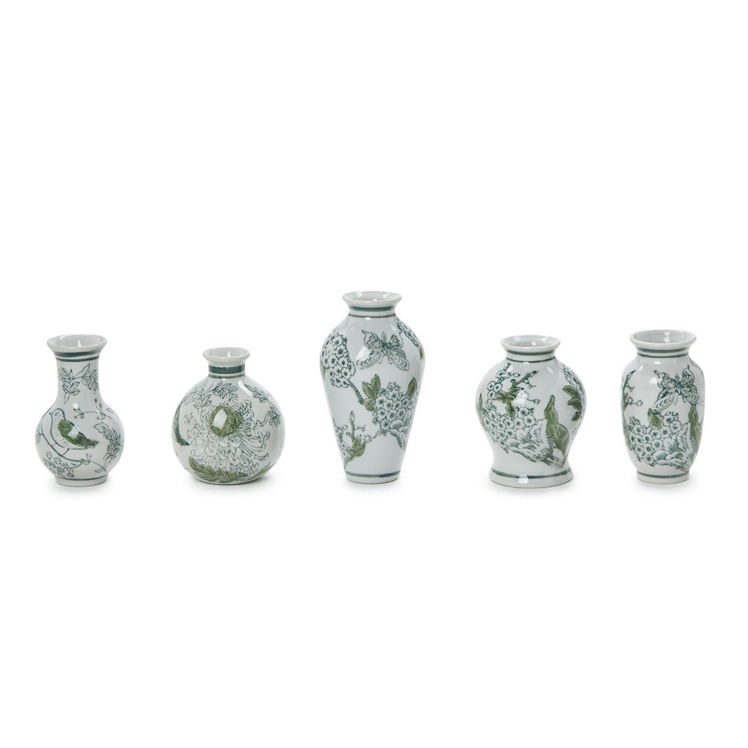 Green & White Chinoiserie Vase