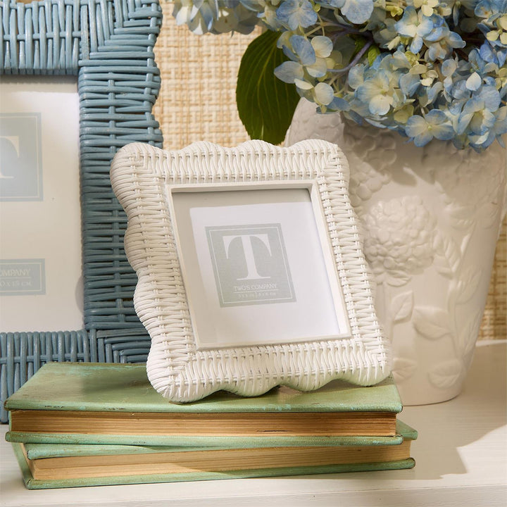 White Rattan Weave Photo Frame