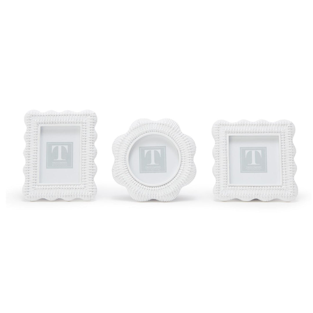 White Rattan Weave Photo Frame