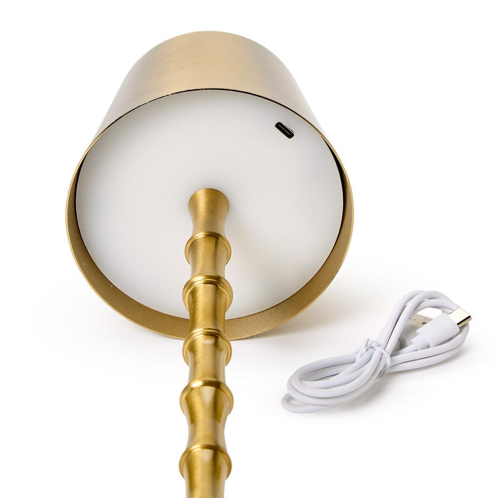 LED Cordless Gold Bamboo Table Lamp