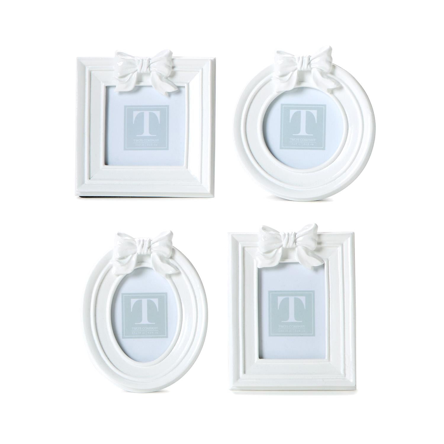 White Bow Photo Frame – Decorative Resin Tabletop Frames – The Wreath Stand