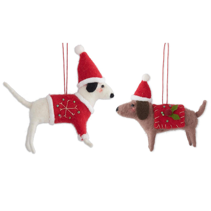 Wool Dog w/Hat Ornament