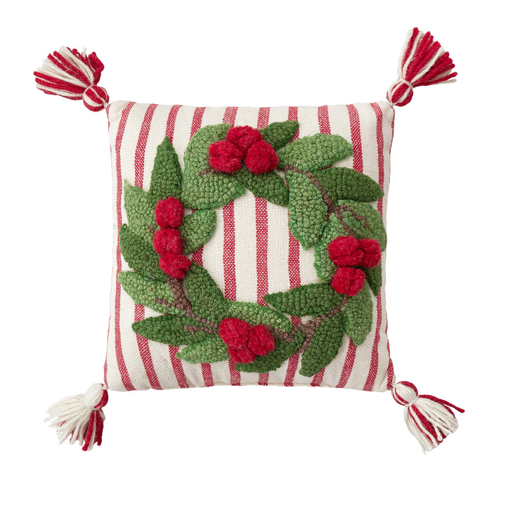 Wreath w/Tassels Hook Pillow