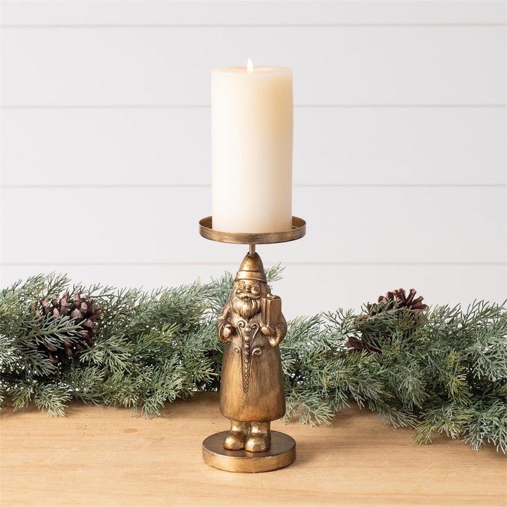 Gold Santa Candle Holder