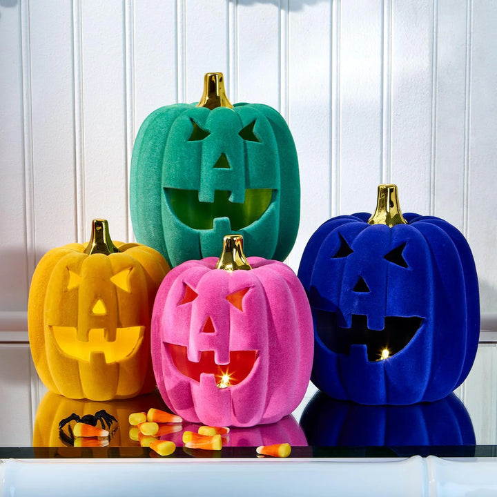 Flocked LED Jack-O-Lantern, Small