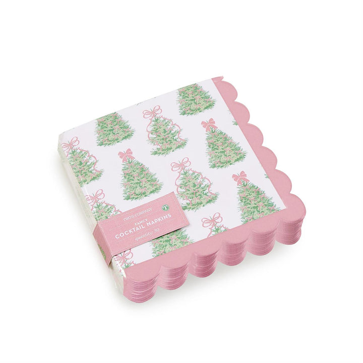 Trees Cocktail Napkins w/Scalloped Edge