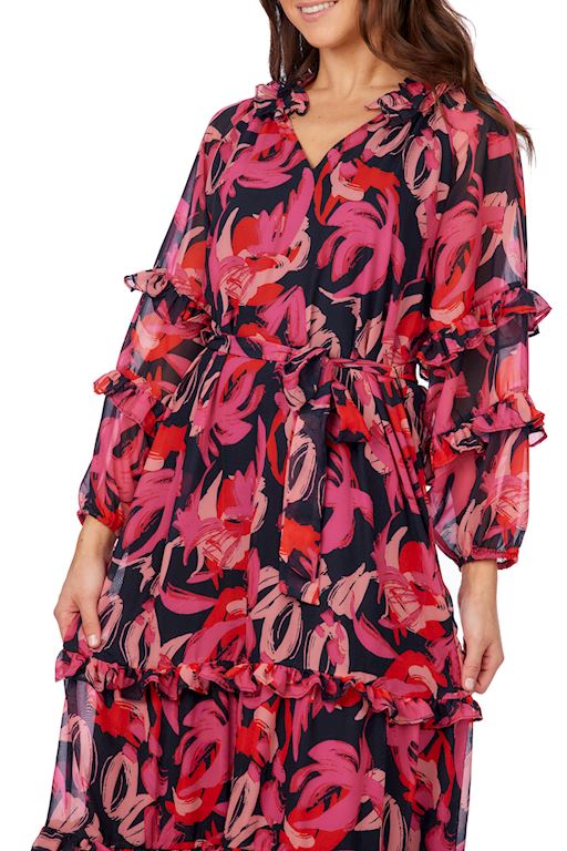 Pink & Navy Floral Portia Maxi Dress