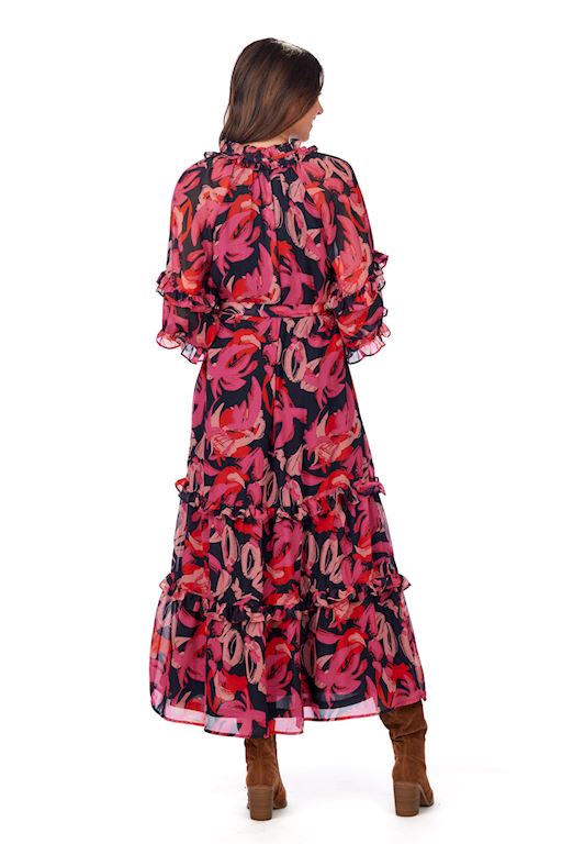 Pink & Navy Floral Portia Maxi Dress