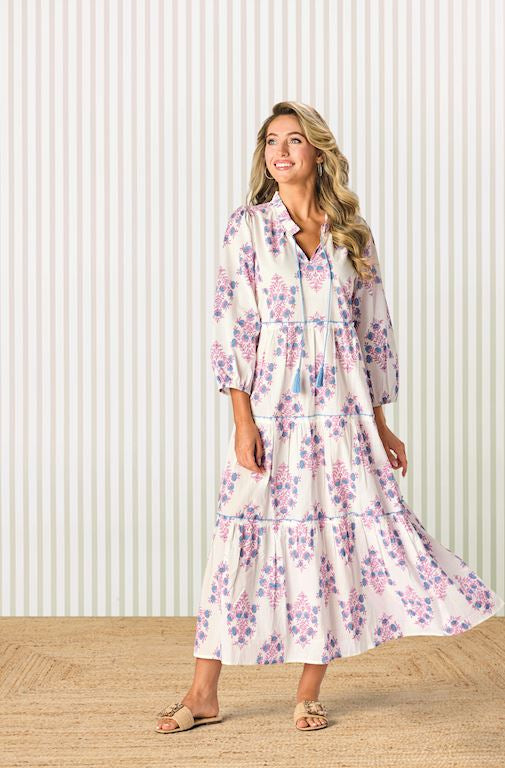 White & Pink Floral Block Print
