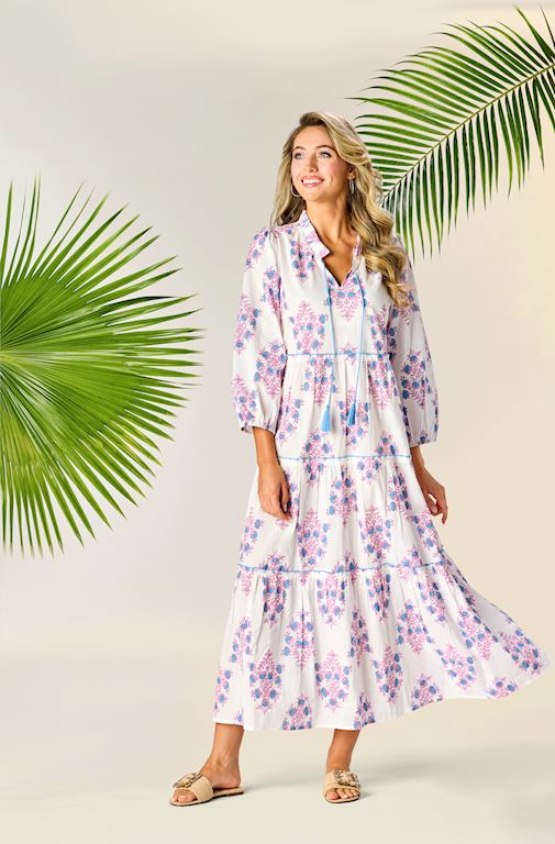 White & Pink Floral Block Print