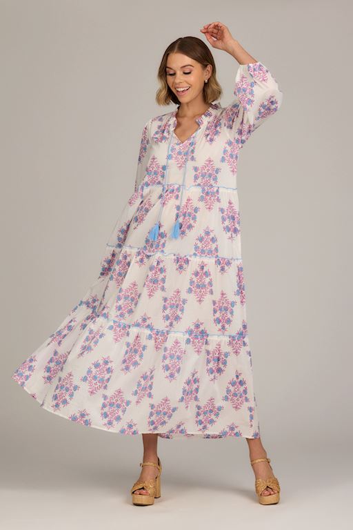 White & Pink Floral Block Print