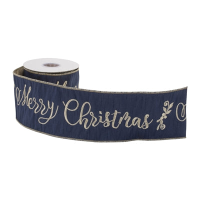 Navy Merry Christmas Ribbon