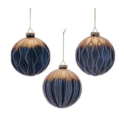 Navy/Gold Ball Ornament