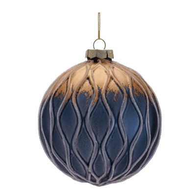 Navy/Gold Ball Ornament