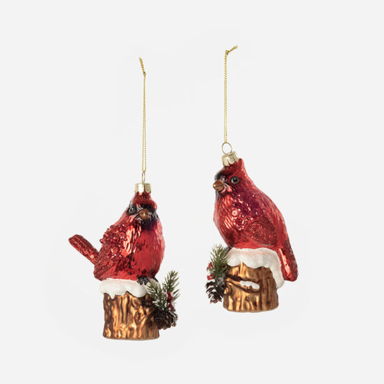 Cardinal On Stump Ornament