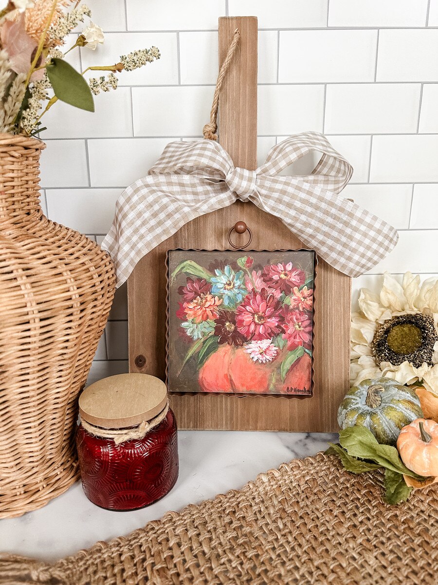 Mini Zinnias In A Pumpkin Print