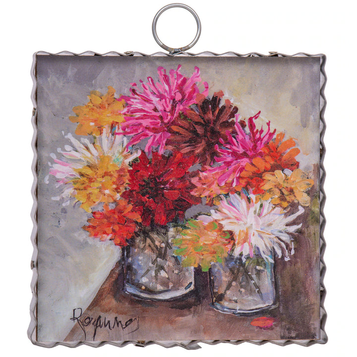 Mini Jars of Zinnias Print