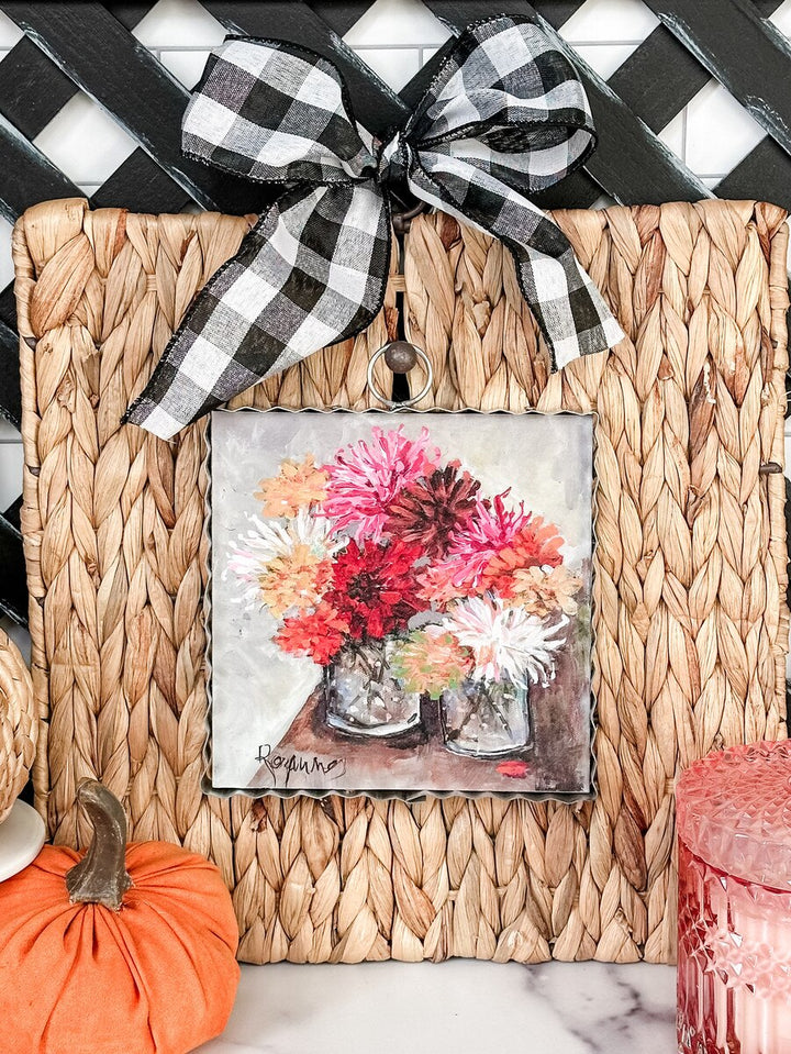 Mini Jars of Zinnias Print