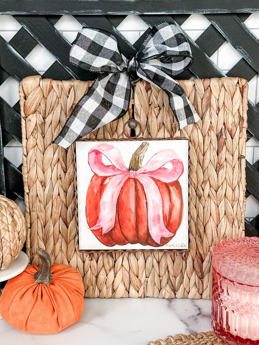 Mini Pink Ribbon Pumpkin Print