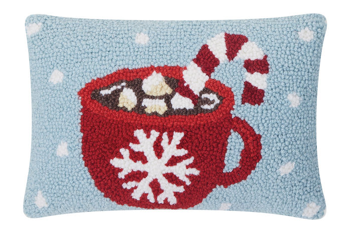 Hot Cocoa Hooked Pillow