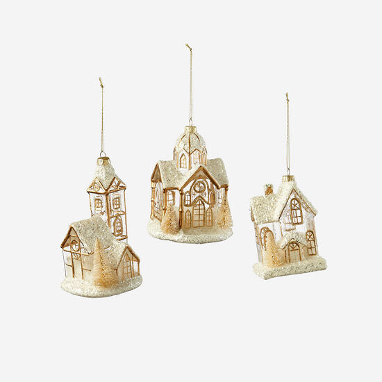 Snowy Gold House Ornament
