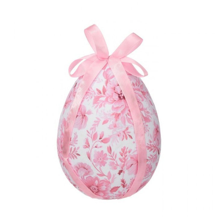 Fabric Toile Easter Egg w/Bow, Small