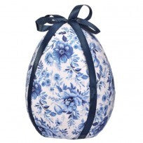 Fabric Toile Easter Egg w/Bow, Large