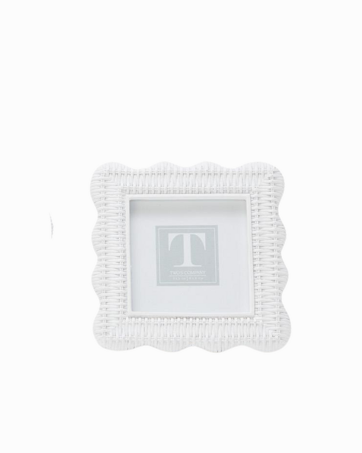 White Rattan Weave Photo Frame