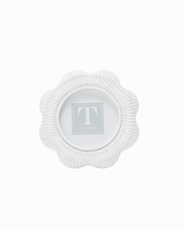 White Rattan Weave Photo Frame