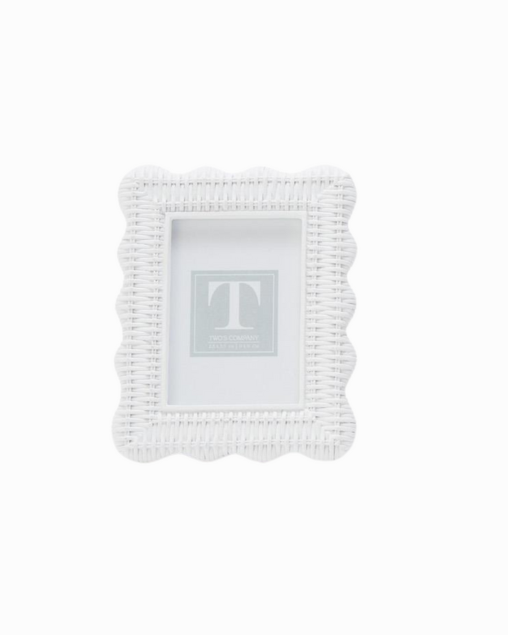 White Rattan Weave Photo Frame