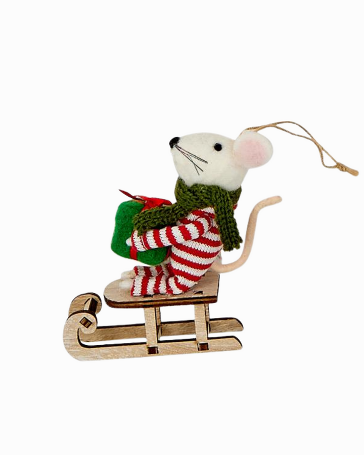 Felt White Mouse Ornament