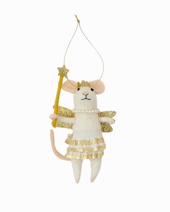 Felt White Mouse Ornament