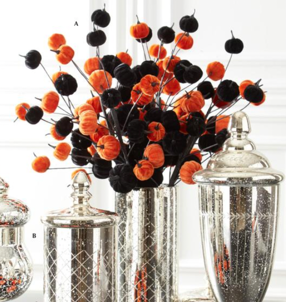 Black & Orange Velvet Pumpkin Stem
