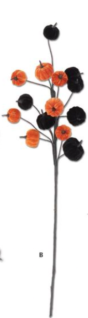 Black & Orange Velvet Pumpkin Stem