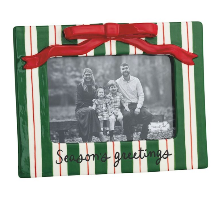 Christmas Bow Stripe Photo Frame