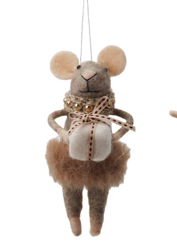Felt Mouse in Party Clothes Ornament