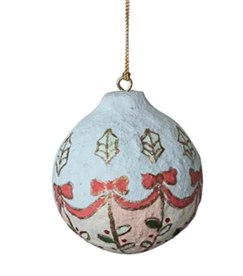 Paper Mache Ornament w/Design