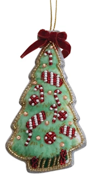 Beaded Fabric Christmas Tree Ornament