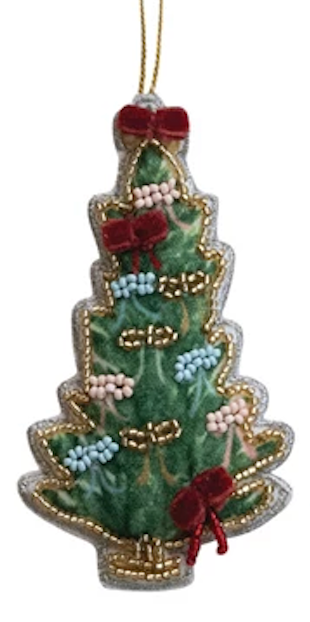 Beaded Fabric Christmas Tree Ornament