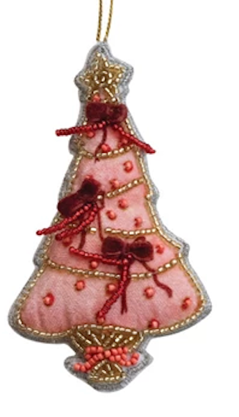 Beaded Fabric Christmas Tree Ornament