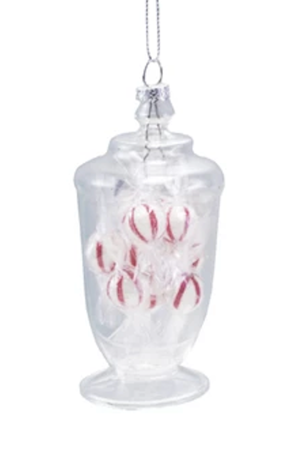 Glass Candy Jar Ornament w/Candy