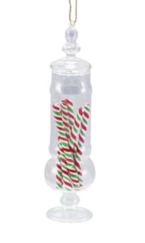 Glass Candy Jar Ornament w/Candy