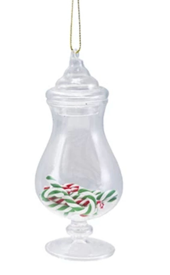 Glass Candy Jar Ornament w/Candy