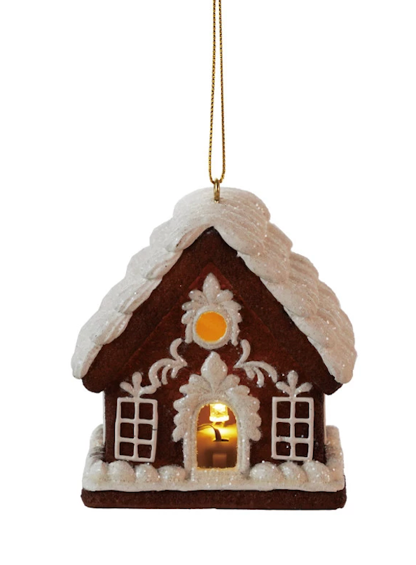Gingerbread House Ornament w/ LED Light